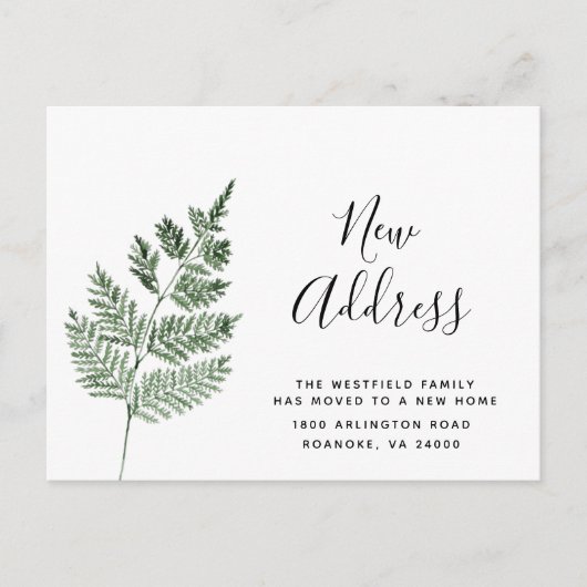 グリーンファーンニューアドレスシンプルボタニカルムービング 案内ポストカード (正面)