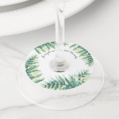 グリーンファーンパーソナライズされたブライダルシャワー ワイングラスタグ (クローズアップ)