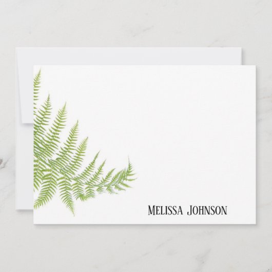 グリーンファーンパーソナライズされた葉 ノートカード (正面)