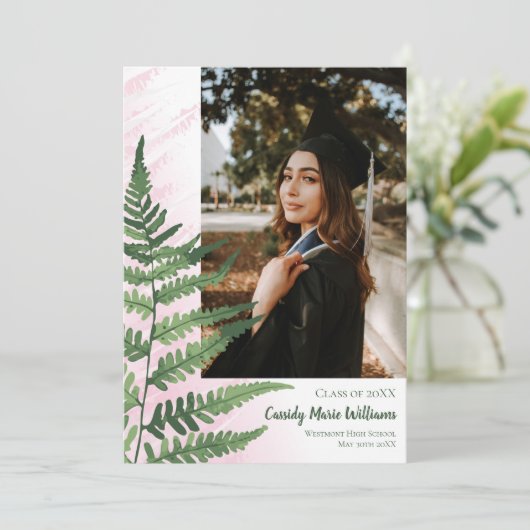 グリーンファーンピンクエレガントク卒業発表 招待状 (スタンド正面)