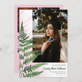 グリーンファーンピンクエレガントク卒業発表 招待状 (正面/裏面)