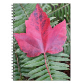 グリーンファーンボタニカルの赤いカエデの葉 ノートブック (正面)