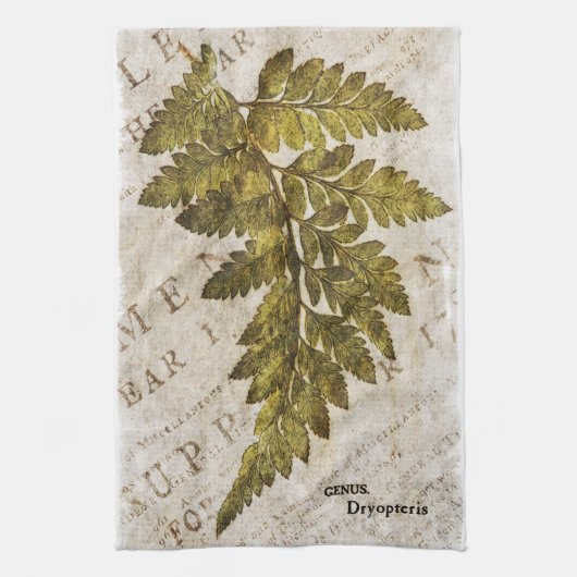 グリーンファーンボタニカルシダ熱帯テンプレート キッチンタオル (縦)