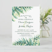 グリーンファーンリーフの水のカラー結婚式招待状 招待状 (スタンド正面)
