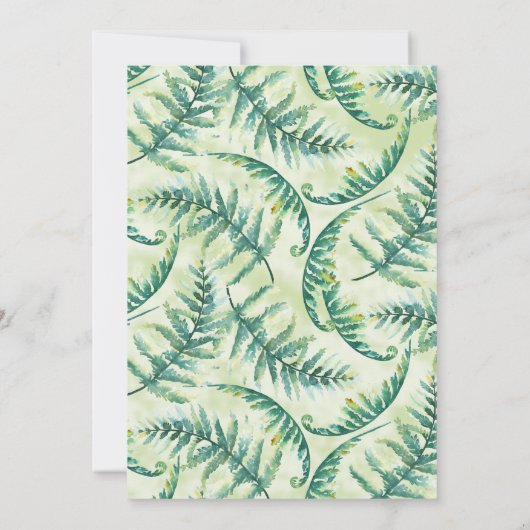 グリーンファーンリーフの水のカラー結婚式招待状 招待状 (裏面)