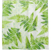 グリーンファーン葉ズボタモダンニカルウォーター色 シャワーカーテン (正面)