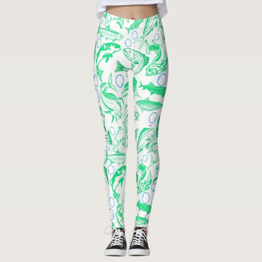 グリーンフィッシュパターン10.w BGなし レギンス (正面)