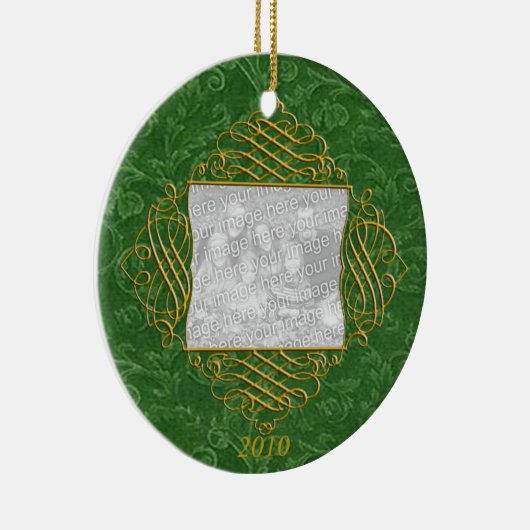 グリーンフィリグリーファミリーフォトオーナメント セラミックオーナメント (右)