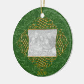 グリーンフィリグリーファミリーフォトオーナメント セラミックオーナメント (左)