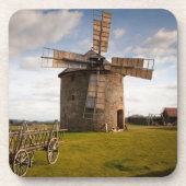 グリーンフィールドとホワイトクラウドとブルースカイの風車 コースター (正面)