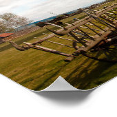 グリーンフィールドとホワイトクラウドとブルースカイの風車 ポスター (角)