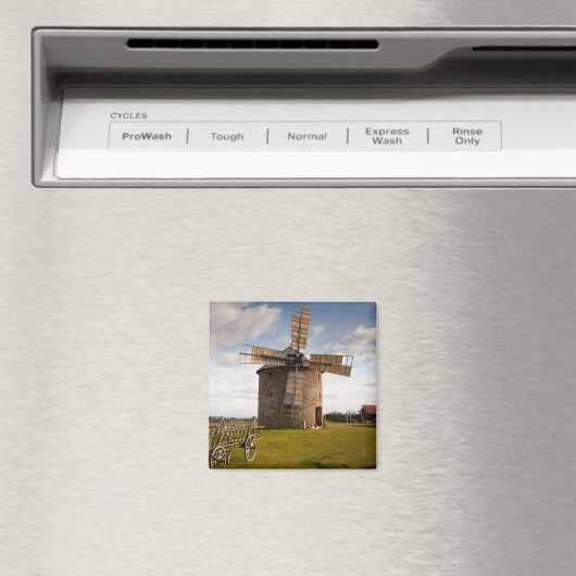 グリーンフィールドとホワイトクラウドとブルースカイの風車 マグネット (インサイチュ (食洗機))