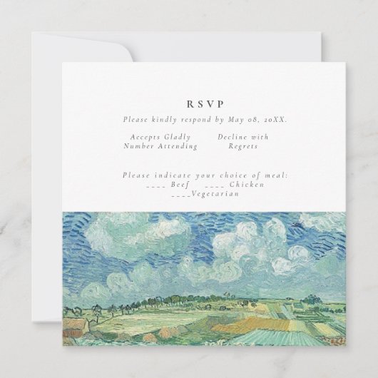 グリーンフィールドのRVSPカー結婚ド付きブルースカイ カード (正面)