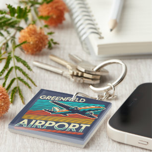 グリーンフィールド空港レトロアクリルキーチェーン キーホルダー