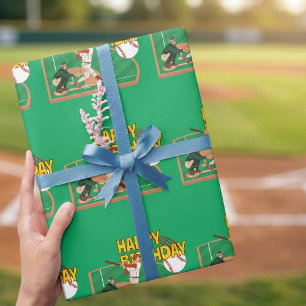 グリーンフィールド野球スポーツ誕生日パーティー ラッピングペーパー