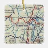 グリーンフィールドMAヴィンテージマップ セラミックオーナメント (正面)