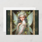 グリーンフェアリーガールファンタジーアート ポストカード (正面/裏面)