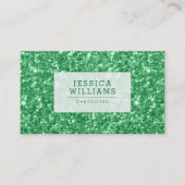 グリーンフェイクグリッターとキラキラ 名刺 (正面)