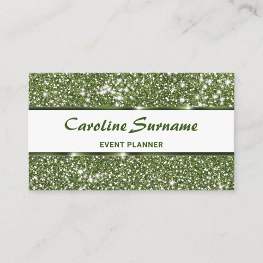 グリーンフェイクグリッターイベントプランナースタイリッシュグリッター 名刺 (正面)