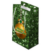 グリーンフェイクグリッター金ゴールドボールオーナメントジュエル スモールペーパーバッグ (裏面アングル)