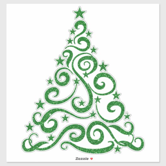 グリーンフェイクグリッター |クリスマススワールツリー シール (シート)