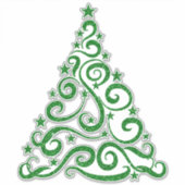 グリーンフェイクグリッター |クリスマススワールツリー シール (正面)