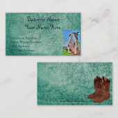 グリーンフェイクレザー&ハッピーホースデザイン 名刺 (正面/裏面)