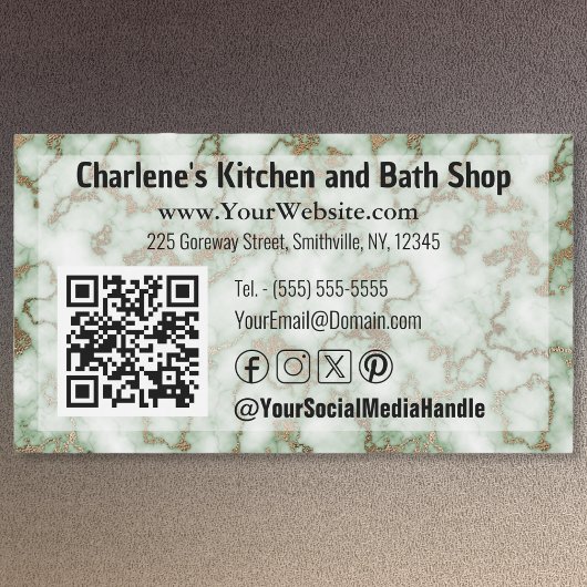 グリーンフェイク金ゴールド大理石磁気名刺