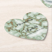 グリーンフェイク金ゴールド大理石 – エレガントな結婚式 ペーパーコースター (アングル)