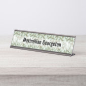 グリーンフェイク金ゴールド大理石 デスクネームプレート (正面)