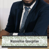 グリーンフェイク金ゴールド大理石 デスクネームプレート