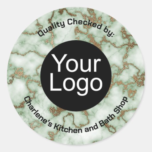 グリーンフェイク金ゴールド大理石 ラウンドシール (正面)