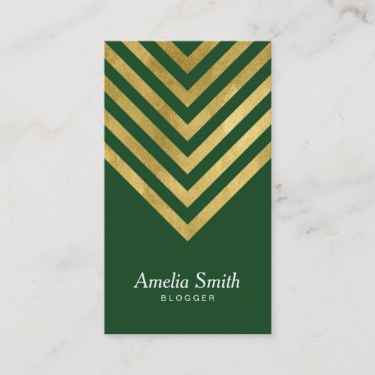 グリーンフェイク金ゴールド幾何学ブロガーのソーシャルメディア 名刺 (正面)