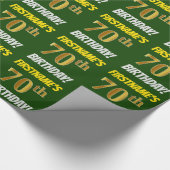 グリーンフェイク/模造金ゴールド「70誕生日」 ラッピングペーパー (角)