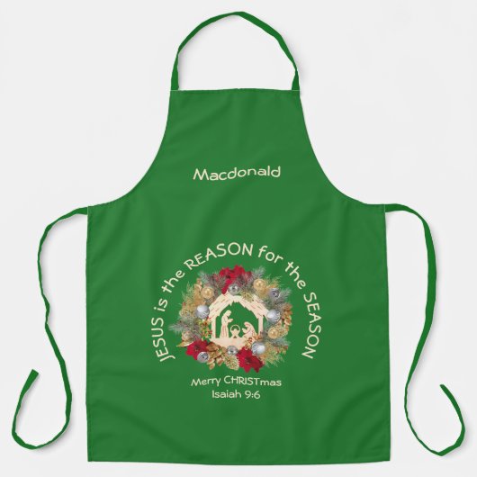 グリーンフェスティバルイエスが理由クリスマスエプロン エプロン (正面)