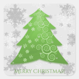グリーンフェスティバルクリスマスツリーステッカー スクエアシール