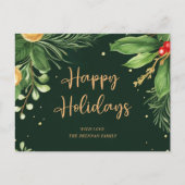 グリーンフェスティバルボタニカルクリスマスエレガントモダン シーズンポストカード (正面)