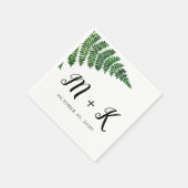 グリーンフェルンのウェディング。森の植物水彩画 スタンダードカクテルナプキン (角)
