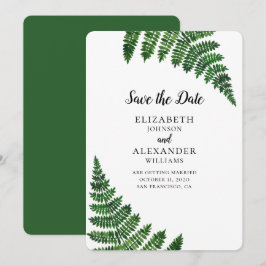 グリーンフェルン モダンな森の植物のSave the Date 招待状