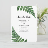 グリーンフェルン モダンな森の植物のSave the Date 招待状 (スタンド正面)
