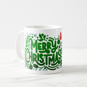 グリーンフォイルのメリークリスマス ホリデー写真 コーヒーマグカップ