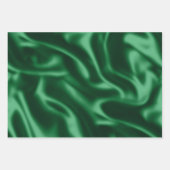 グリーンフォイルホリデーサテンとグリッタークリスマス ラッピングペーパーシート (正面3)