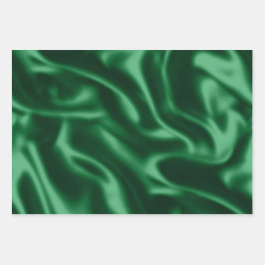 グリーンフォイルホリデーサテンとグリッタークリスマス ラッピングペーパーシート (正面3)