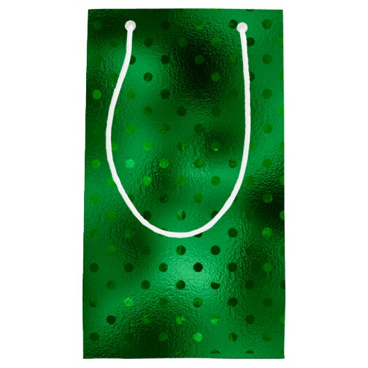 グリーンフォイル水玉模様 スモールペーパーバッグ (正面)
