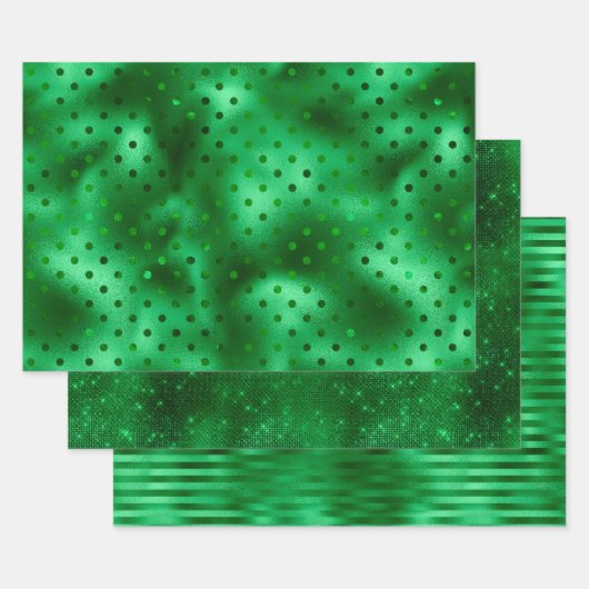 グリーンフォイル水玉模様 ラッピングペーパーシート (セット)