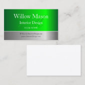 グリーンフォイル&ブラッシュスチールモノグラム名刺 名刺 (正面/裏面)