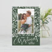 グリーンフォトの白いメリークリスマス シーズンカード (スタンド正面)