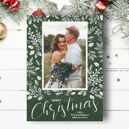 グリーンフォトの白いメリークリスマス シーズンカード
