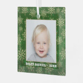 グリーンフォトの雪片 ガラスオーナメント (正面左)