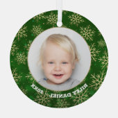 グリーンフォトの雪片 ガラスオーナメント (裏面)